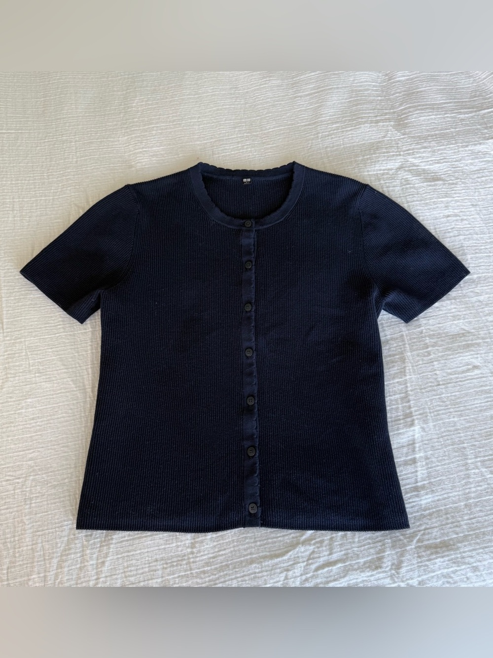 UNIQLO Scalloped Cardigan Navy Blue, Large, Excellent Condition
